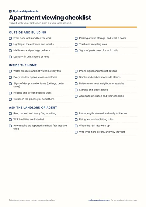 Apartment viewing checklist